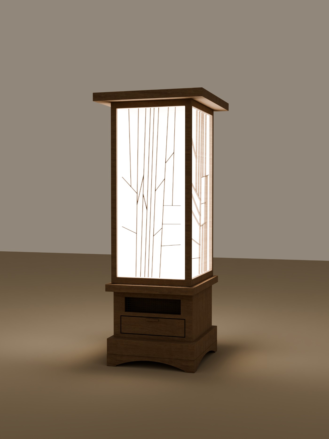 Andon final render — lit, warm interior