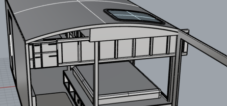 Rhino model — bed nook at the cabin end